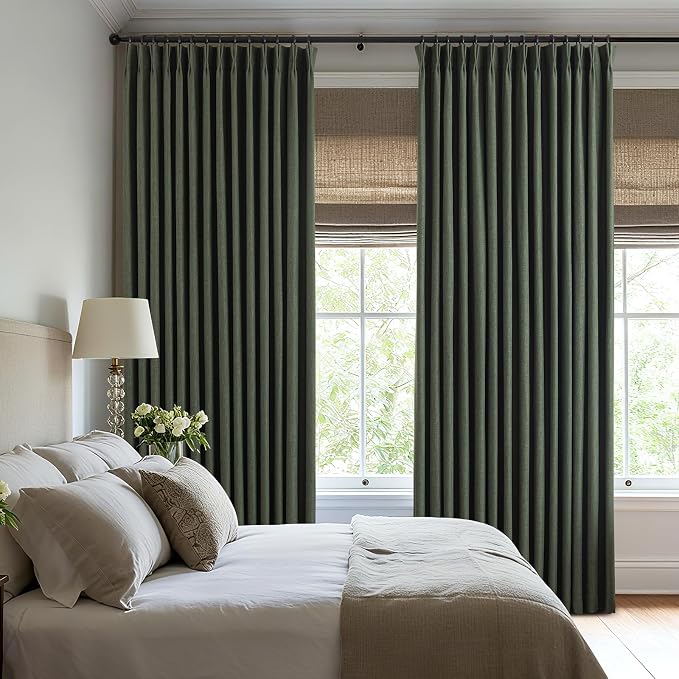 AUSSPVOCT Pinch Pleated 95 Inch Linen Curtains 100% Blackout - Image 4