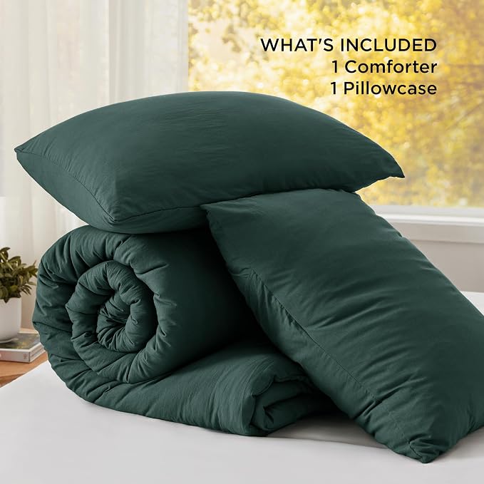 Bedsure Twin/Twin XL Comforter Set, Forest Green Soft Prewashed Bedding - Image 6