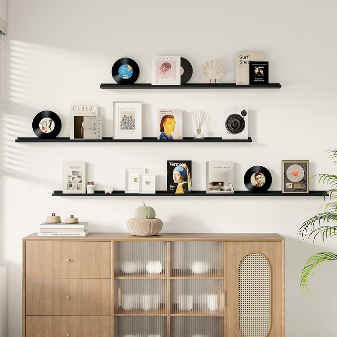 Floating Picture Ledge Shelves for Wall Set of 2, 72 Inches Picture Ledge Shelf - Image 2
