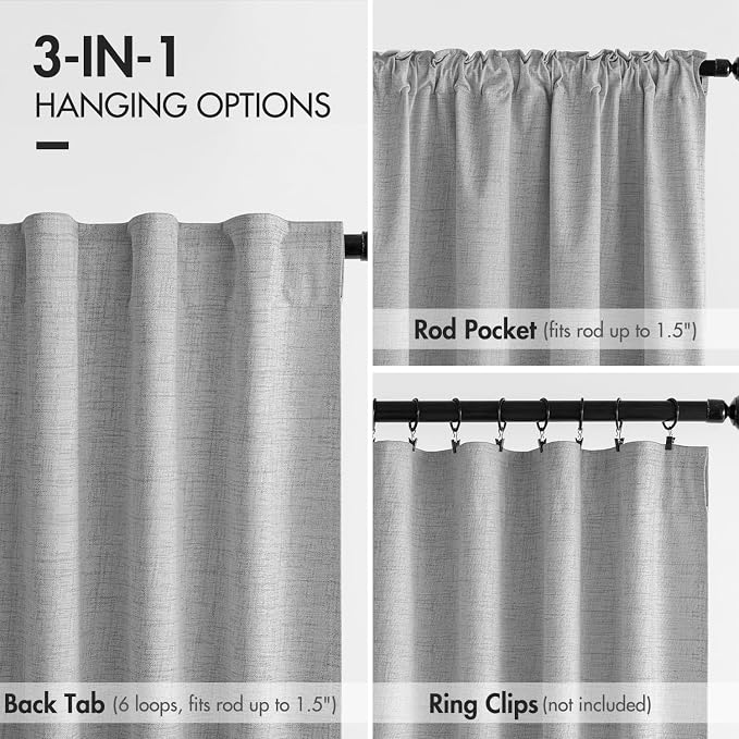 MIULEE 100% Blackout Curtains 96 inches Long Linen Curtains & Drapes - Image 6