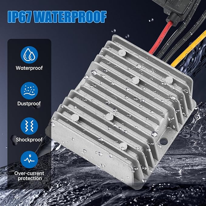 BEYIMEI DC 30V-90V to 24V 20A 480W Waterproof Step-Down Power Converter DC Step-Down Transformer Power Supply Converter for CNC Equipment, Switching Solar Panels, and Other Step-Down Applications