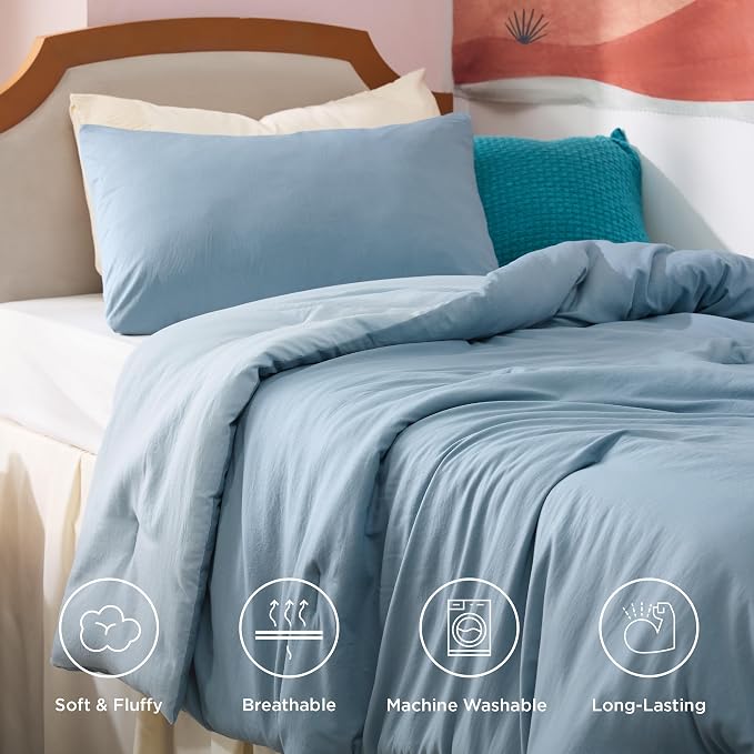 Bedsure Twin/Twin XL Comforter Set, Mineral Blue Soft Prewashed Bedding - Image 4