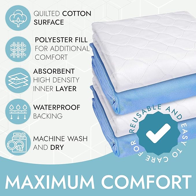 Epica Premium Ultra Plus Waterproof Sheet Protector Bed Pad, Under-pad, Quilted, Waterproof, and Washable, 34" x 52" for Children or Adults with Incontinence 34”x 52” (500 Washes ) Pack of 1