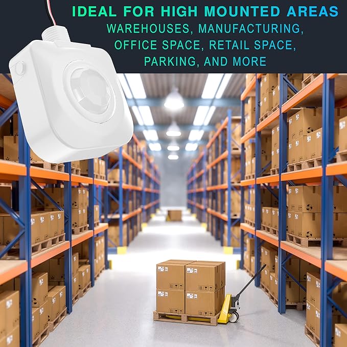 Everelectrix Single Pack Ceiling Occupancy Motion Sensor, Passive Infrared Technology, High Bay Fixture Mount 360 Degree, Hard-Wired, 120-277 VAC, Commercial, Industrial Grade Occupancy Sensor