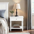 Solid Wood Nightstand with Charging Station, Traditional End Table with Drawers by Owipaw