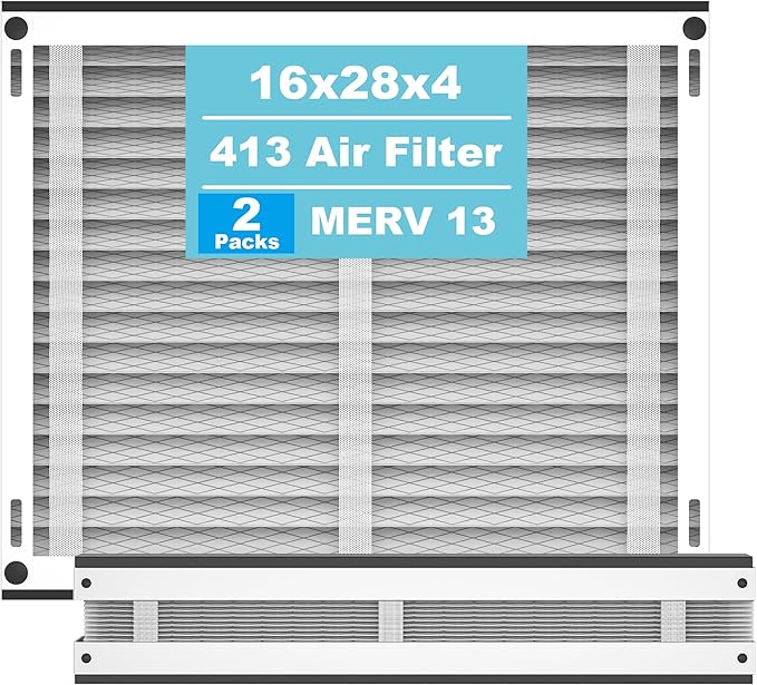 (2-Pack) 413 Replacement Filter Compatible with April-Aire Whole House Air Purifier 1410, 1610, 2410, 2416, 3410, 4400, MERV 10, 16 x 28 x 4 Air Filter Replacement