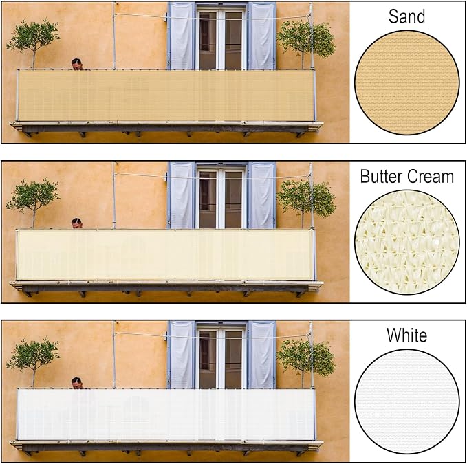 3'x3' Butter Cream Balcony Privacy Screen Fence 90% UV Block | 90% privacy - Image 5