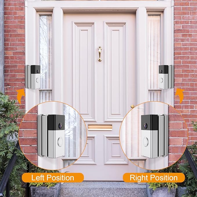 NANW Adjustable 30 to 55 Degree Doorbell Angle Mount Compatible with Video Doorbell 1/2/3/4/Wired/Pro/(2020 Release), Replacement Mounting Bracket Wedge Kit, Silver