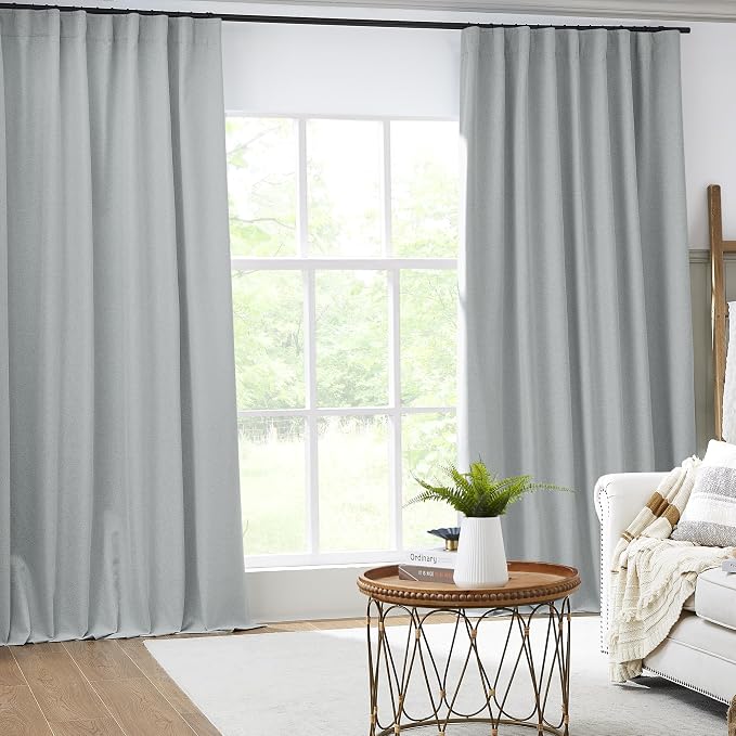 100% Blackout Window Curtain Panels, Back Tab Rod Pocket Hook Belt Pleated Look - Image 2