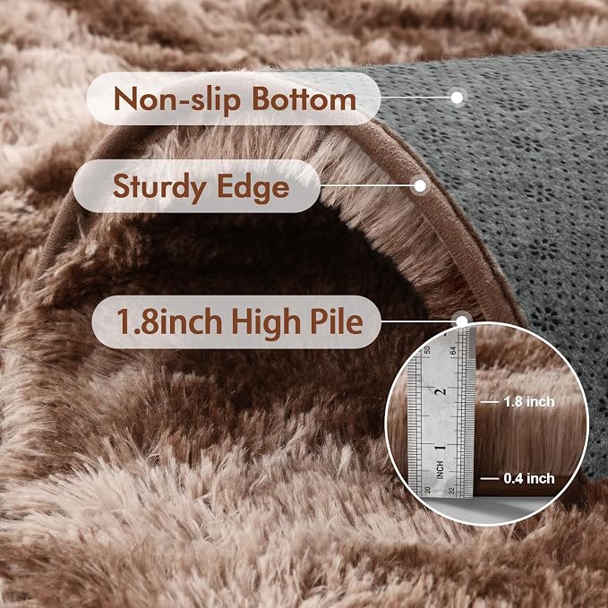 7x10 Ft Extra Large Shag Brown Area Rug - Image 5