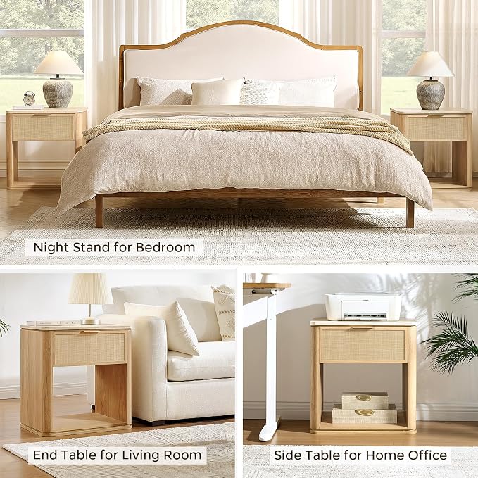 Night Stand, 23.11" W Rattan Nightstand - Image 6
