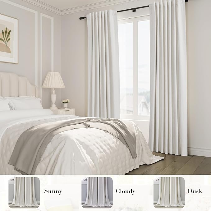 Extra Wide 100% Blackout Linen Curtains - Image 6