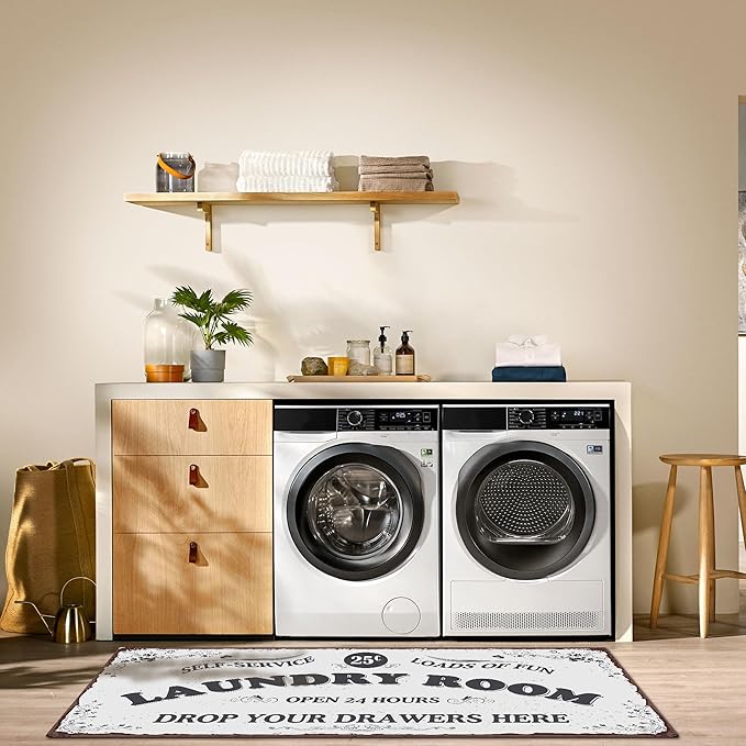 Zoke Laundry Room Rug Runner Stylish Non-Slip Laundry Room Mat 24"x72", Versatile, Waterproof Runner for Laundry, Kitchen, and Bathroom, Mudroom Decor and Farmhouse Charm