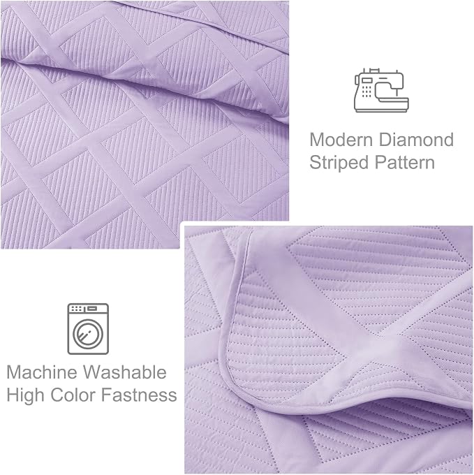 Exclusivo Mezcla Twin Size Quilt Set, Lilac | Soft Bedspreads - Image 5