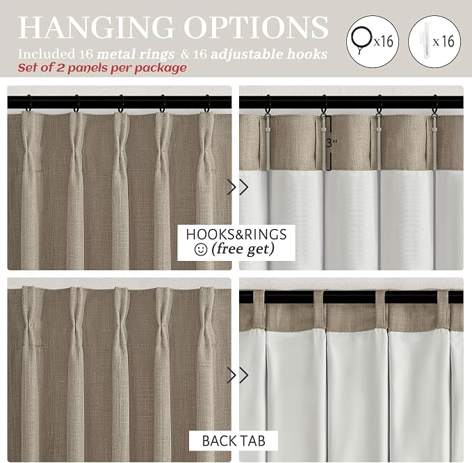 Light Taupe Blackout Sliding Patio Door Curtains 92 Inches Long 2 Panels Set - Image 6