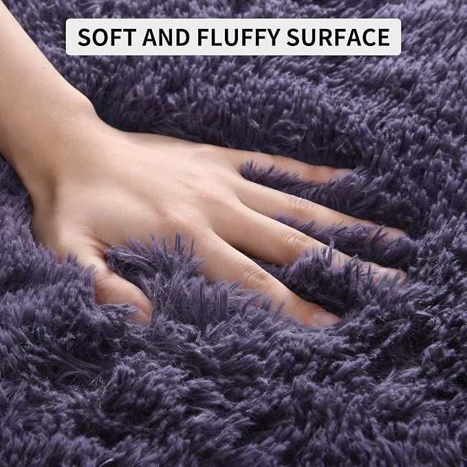 5x8 Area Rugs for Living Room, Soft Fluffy Shag Gray Purple Rug for Bedroom - Image 6