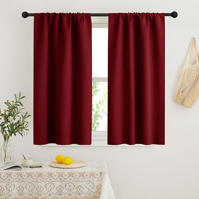 RYB HOME Blackout French Door Window Curtain Coverings, Rod Pocket | Thermal by RYBHOME