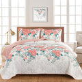 Yiran Pink Floral Quilt Set Queen Summer Botanical Bedspreads Bedding Set | 3 by Yiran