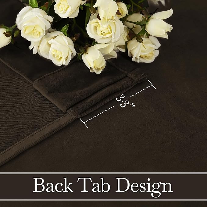 RYB HOME Brown Velvet Blackout Curtains - Image 3