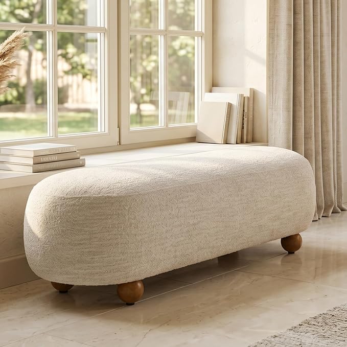 Hyfirm 54" End of Bed Bench, Upholstered Bedroom Ottoman Bench by Hyfirm