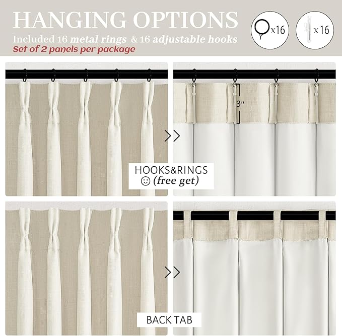 Pinch Pleated Cream Blackout Curtains 84 Inches Long - Image 6