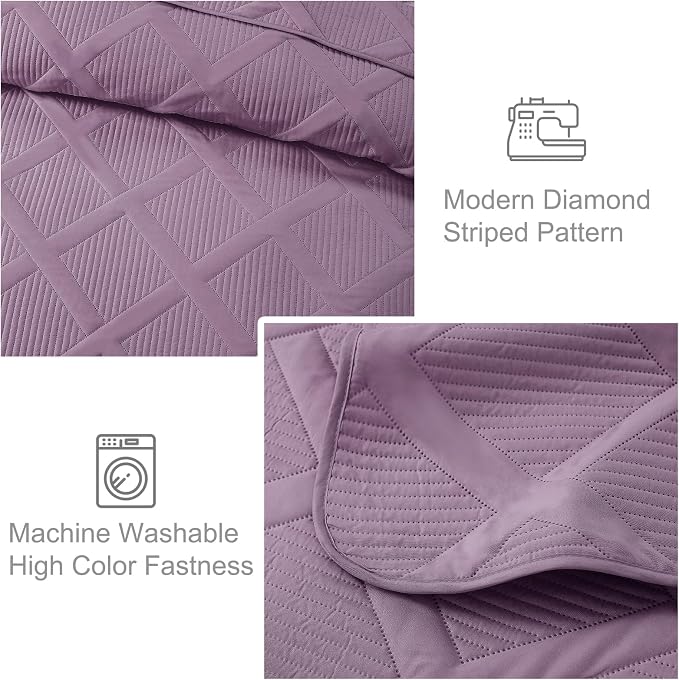 Exclusivo Mezcla California King Size Quilt, Dusty Lavender | Soft Bedspreads - Image 3