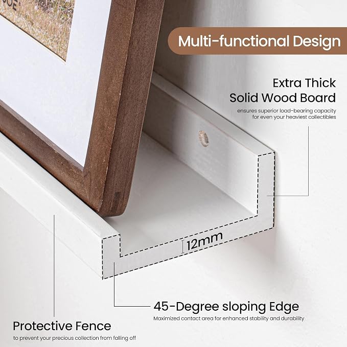 Picture Ledge Shelf, Floating Shelves Set of 2, 40 Inches Solid Wood Nursery - Image 4