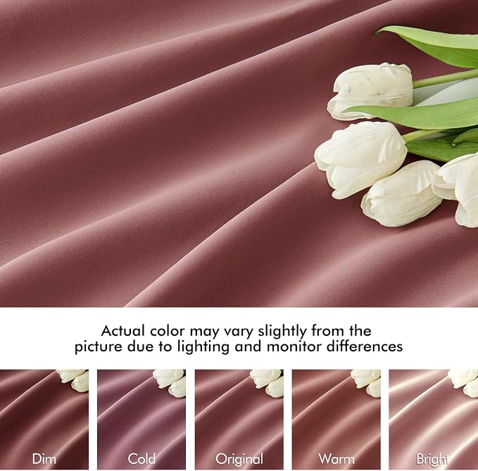 MIULEE Dusty Rose Back Tab Blackout Curtains 52x72 Inches Long 2 Panels Set | - Image 8