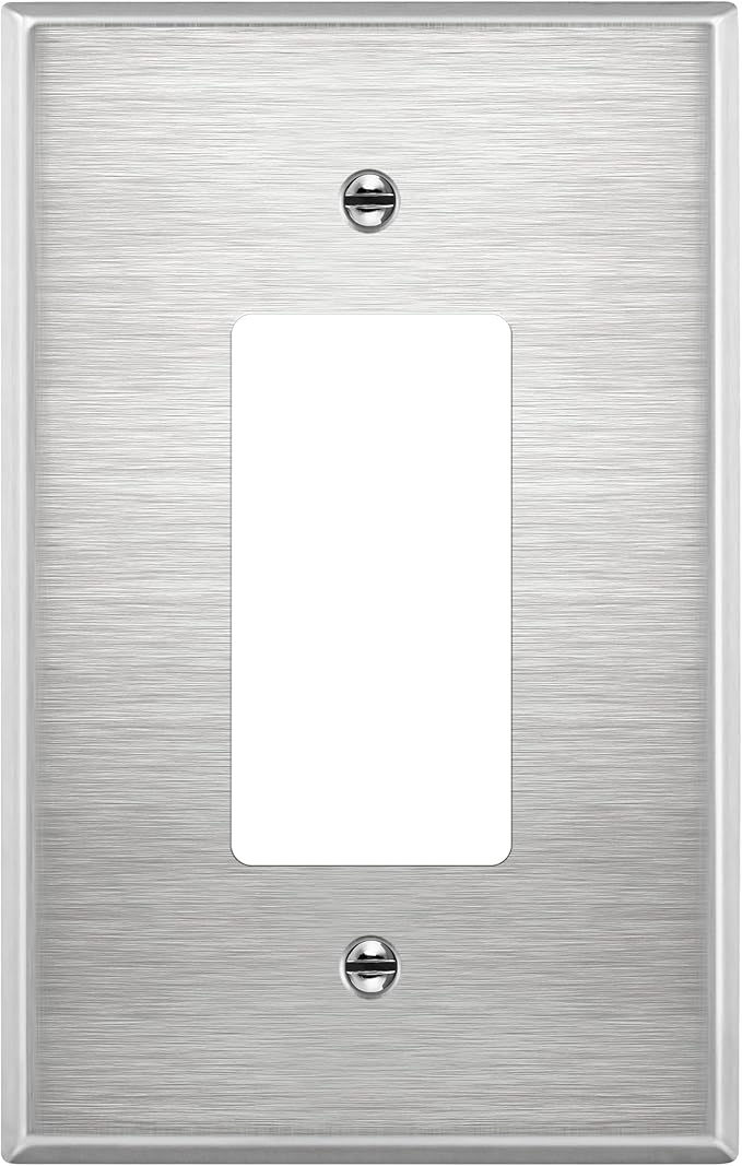 ENERLITES Decorator Switch or Receptacle Outlet Metal Wall Plate, Corrosion Resistant, Over Size 1-Gang 5.5" x 3.5", UL Listed, 7731O, 430 Stainless Steel, Silver