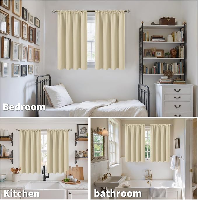 BGment Small Beige Curtains 36 Inches Long - Image 2