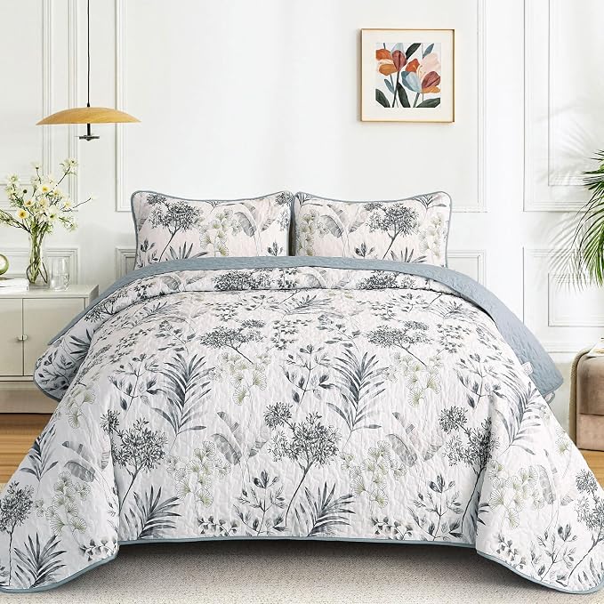 Anibedding King Quilt Set, Floral Botanical Bedspread by Anibedding