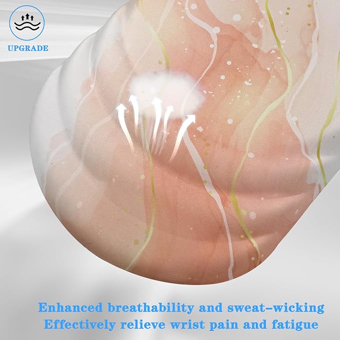 Mouse Pad Wrist Wrist Rest, Comfortable Memory Foam Wrist Rest, Non-Slip PU Base, Ergonomic Wrist Support and Arm Rests for Gaming, Office, Computer Use, Relieve Typing Pain (Pink Marble)