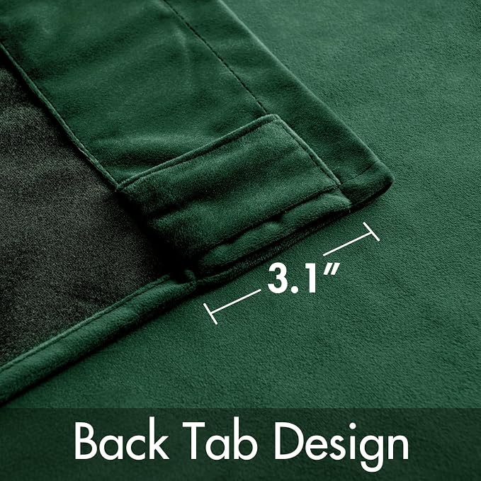 MIULEE Velvet Curtains 52x84 inches 2 Panels Hunter Green Blackout Curtains | - Image 3
