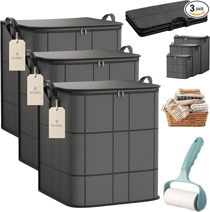 210L Spacious Moving Storage Bin, Large Zippered Fabric Organizer by Unknown