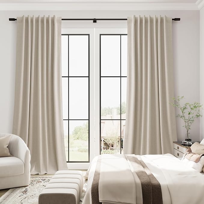 Sand Linen 100% Blackout Drapes Curtains 84 Inches Long - Image 7