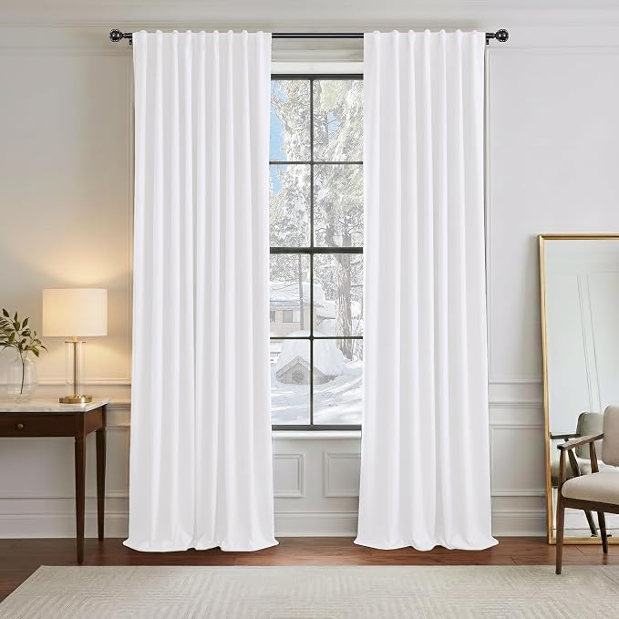 PONY DANCE 50% Light Filtering Curtains 96 inch Long, Non-See-Through Curtains by PONYDANCE