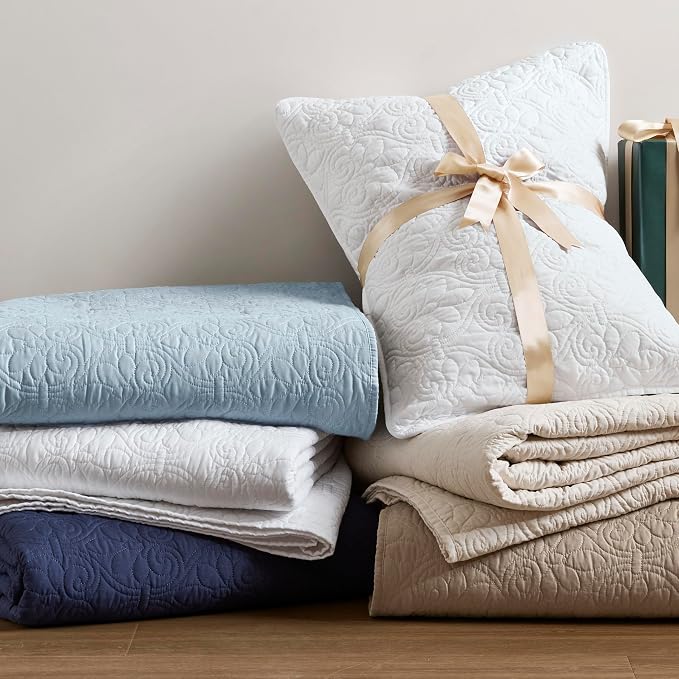 Madison Park King Quilt Bedding Set, Cottage-Inspired Damask, Classic Stitch - Image 6