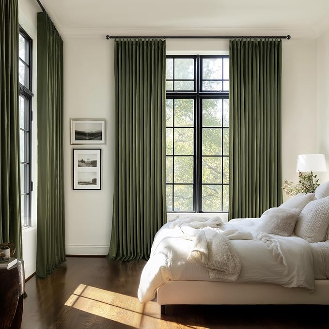108 inches Long Green Velvet Room Darkrning Curtains - Image 7