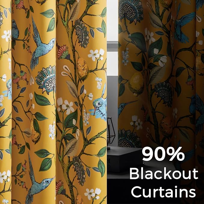 Topfinel 102 Inches Long Mustard Yellow Luxury Curtains - Image 4