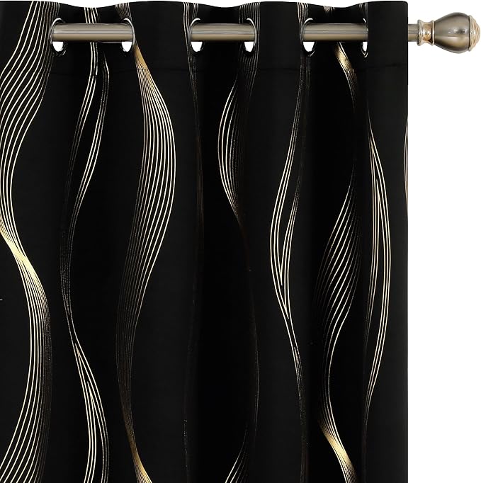 Deconovo Blackout Grommet Gold Pattern Printed Curtains, 52W x 84L | Room by Unknown