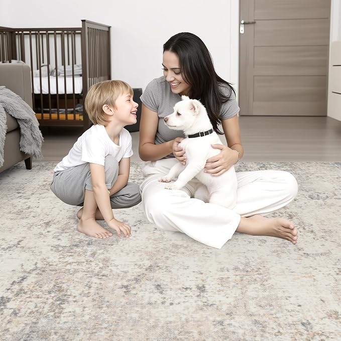 3x14 Washable Runner Rug：Modern Abstract Soft Carpet Brown Beige | - Image 2