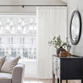 Off White Patio Sliding Door Curtains 100 Width 102 Inches Long Pinch Pleated Curtain Drape with Hooks Rings Light Filtering Semi Sheer Extra Wide 100x102 Drapes Panel for Living Dining Room