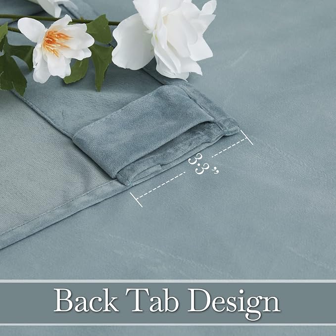 RYB HOME Stone Blue Velvet Curtains - Image 3