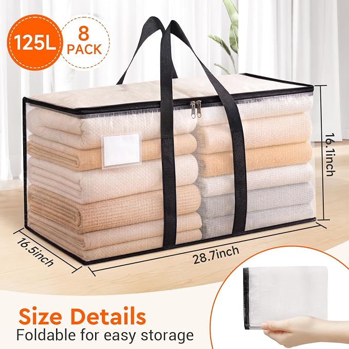 BlissTotes Moving Bags, 125L 8-Pack Storage Bags, Moving Boxes | Moving Box - Image 2