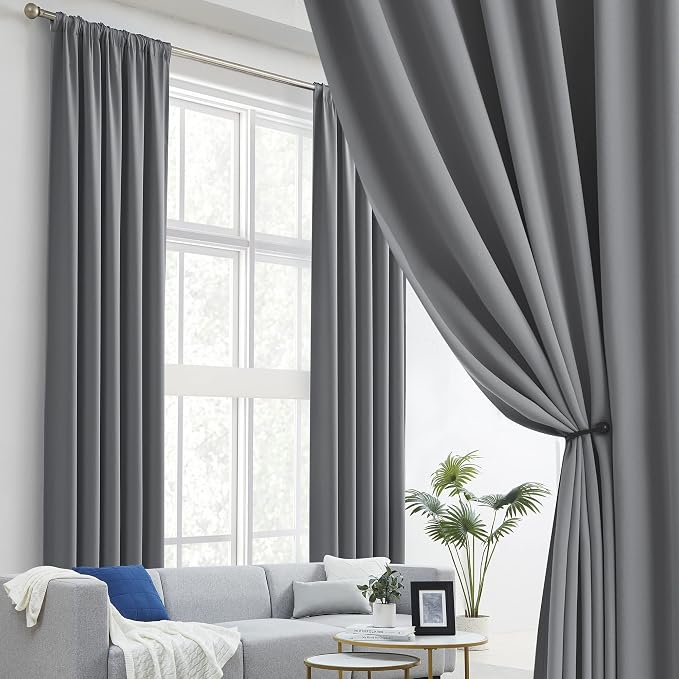 132 Inch Curtains Extra Long Back Tab and Rod Pocket Thermal Insulated Blackout - Image 2