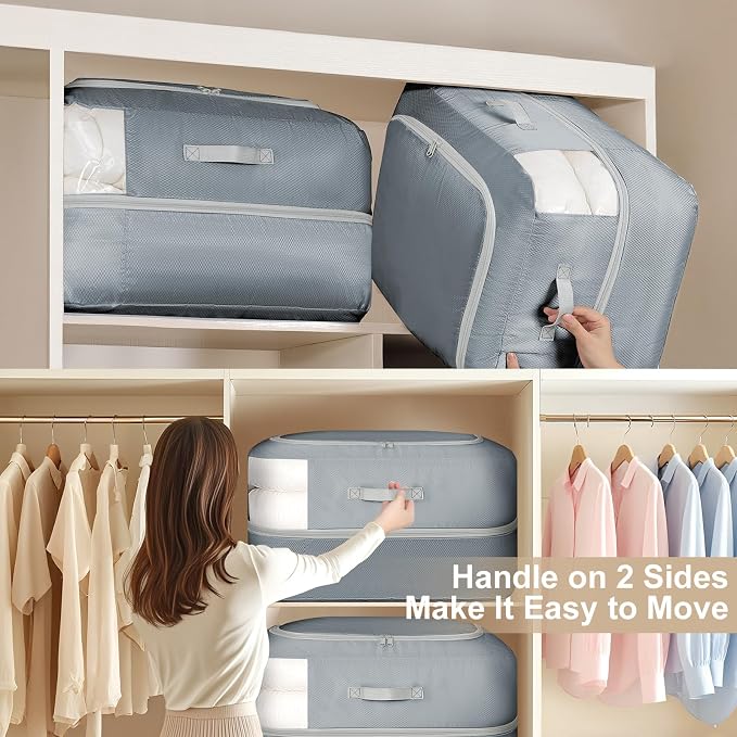 Comforter Storage Bag - 110L Large Capacity Blanket Storage Bags 2-Layer Ultra - Image 5