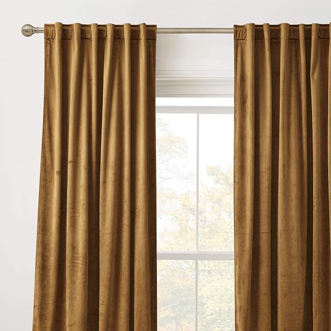 RYB HOME Velvet Curtains 102 inches Long, Extra Long High Ceiling Curtains | - Image 2