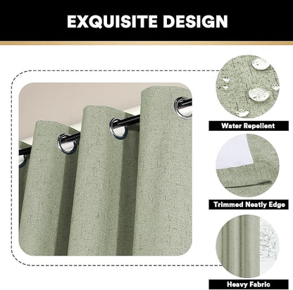 PrinceDeco Blackout Curtains 84 Inches Long Patio Curtains for Sliding Door Blackout Curtains for Sliding Glass Doors 100 Inch Wide Curtains for Living Room,100 X L84 Inch, Sage