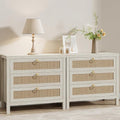 Eclatara Large Rattan Night Stand Set of 2 Boho Nightstand by Eclatara