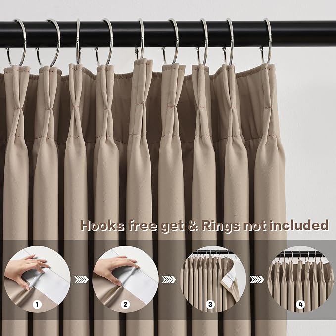 Pinch Pleated Curtains 120 Inch Long, Memory Trained Pleated Viral Window Drapes - Image 2